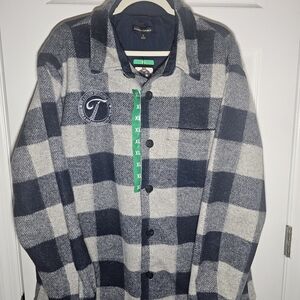 Banana Republic Men’s Heritage Button Up Shirt Jacket SzXL Gray Plaid